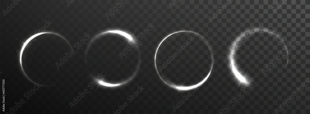 Wall mural white ring light with tracing effect. shining comet trails. light glowing effect. abstract motion li