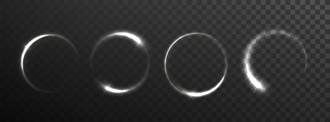 White ring light with tracing effect. Shining comet trails. Light glowing effect. Abstract motion lines. © Ann_Sereda