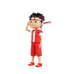 indonesia independence day character salute the flag