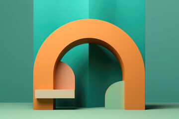 Fototapeta premium 3D geometric shapes abstract podium with arch