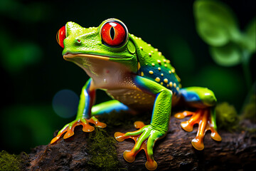 Obraz premium Green tree frog. Generative ai