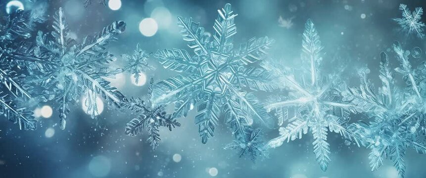 Anamorphic video a close up shot of snowflakes
