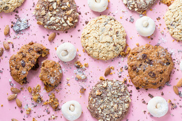 homemade cookies   on pink background