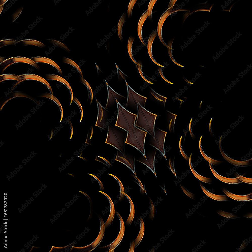 Aufkleber bright metallic gold connected and linked pattern with perforations and a black background
