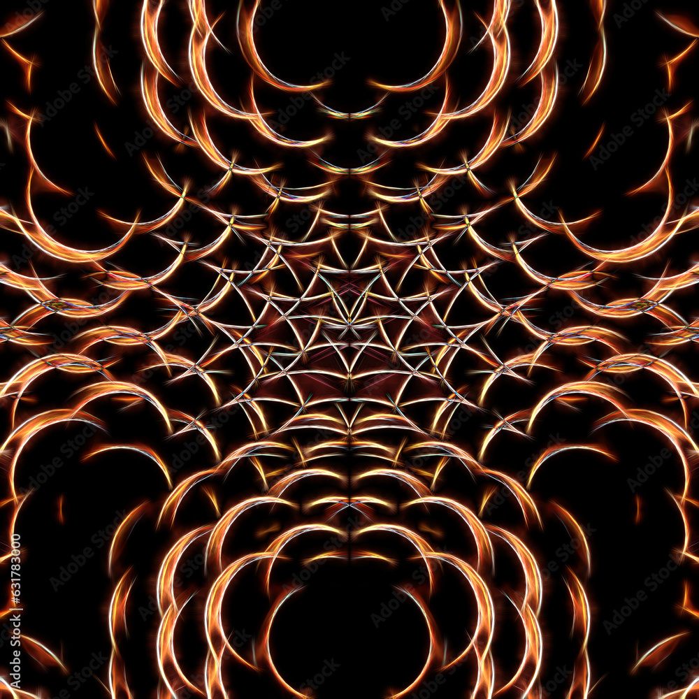 Aufkleber bright metallic gold connected and linked pattern with perforations and a black background