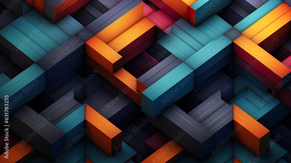 Wall mural colorful geometric hexagonal abstract background. 3d rendering