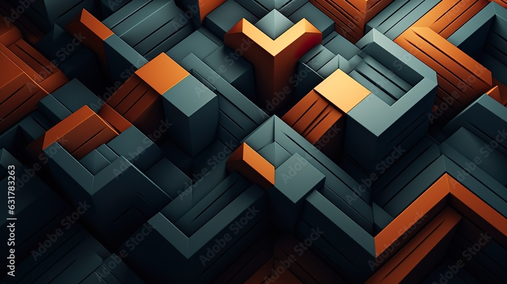 Wall mural colorful geometric hexagonal abstract background. 3d rendering