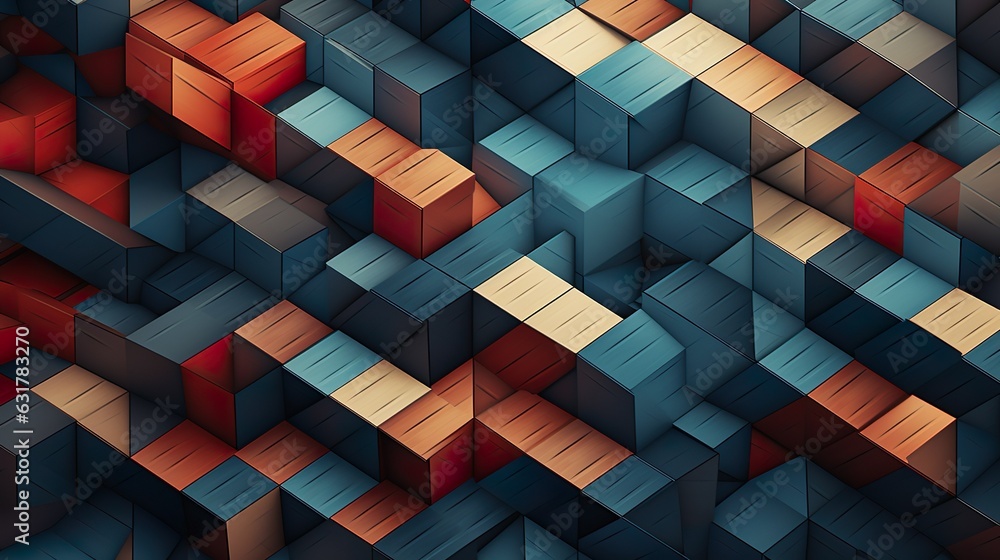 Wall mural colorful geometric hexagonal abstract background. 3d rendering