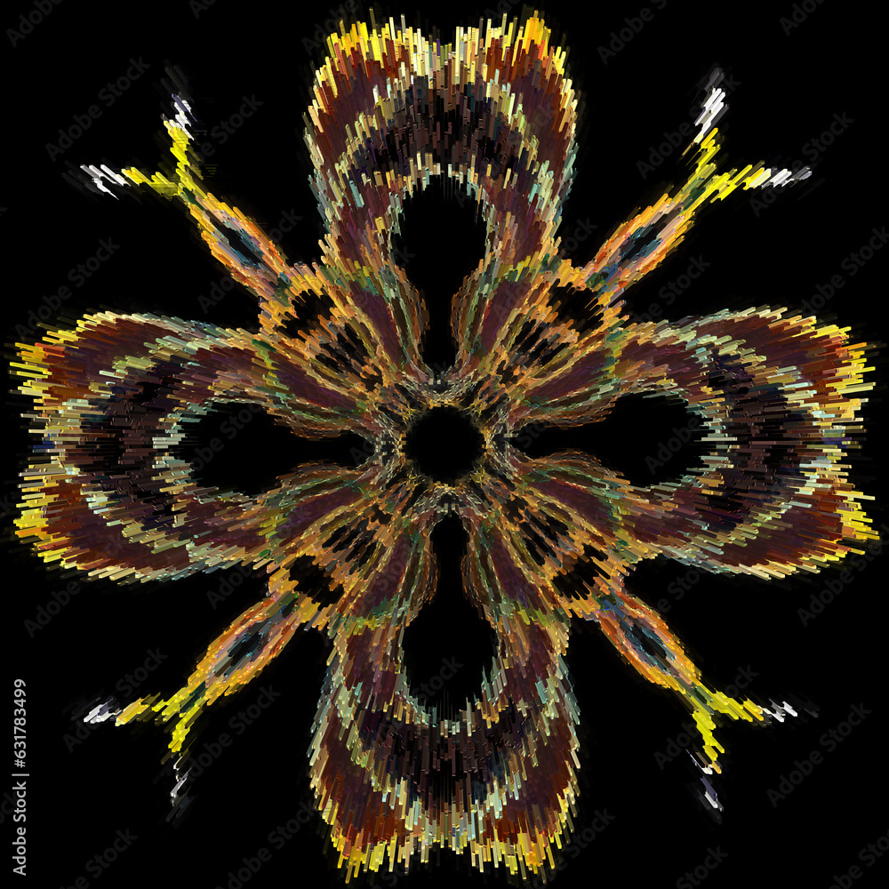 Poster glowing gold metallic pattern and design isolated from a plain black background