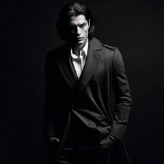 Fototapeta premium Illustration of a fashion portrait, AI Generated