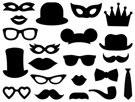 Set of Party Props silhouette vector art
