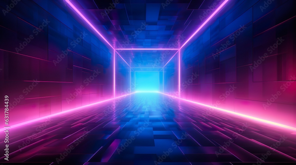 Canvas Prints neon background concept. disco neon light background. 3d rendering.