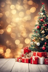 Fototapeta na wymiar Christmas tree with presents. AI generated