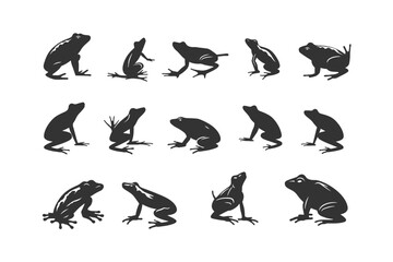 Frog Silhouette set vector Animals Icon. Vector illustration design.