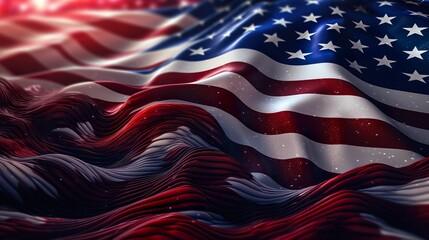 Illustration image of abstract American (USA) flag - 3D rendering