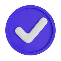 3D Round Blue Checkbox. Check Mark. 3D Illustration. Cut Out.