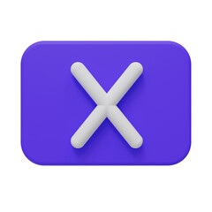 Obraz premium 3D Blue Close Button Icon. Cross Negative Sign. Cut Out.