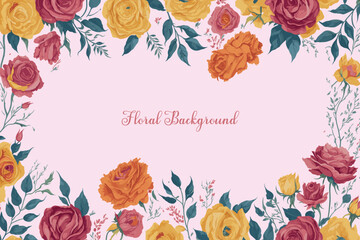 Watercolor Floral Border Design With a Beautiful hand drawn Floral Background