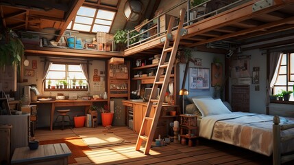 Fototapeta premium Interior of a hotel. AI generated art illustration.