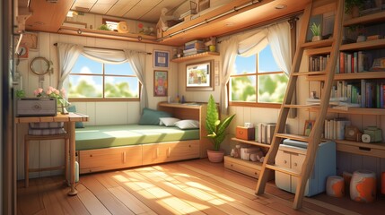 Naklejka premium Interior of a hotel. AI generated art illustration.