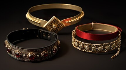 neckbands and collars set isolated on vintage background