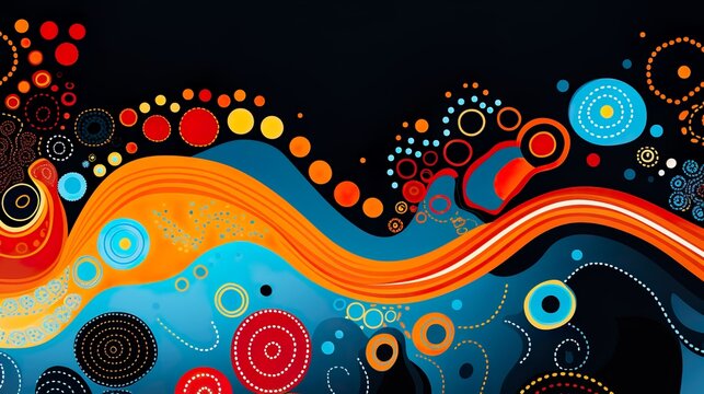 Aboriginal style of dot painting abstract colorful background
