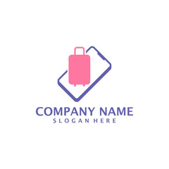 Phone Suitcase logo design vector. Suitcase logo design template concept