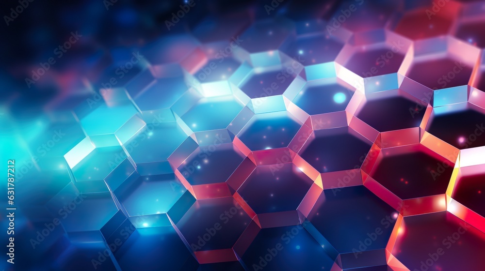 Wall mural abstract technological hexagonal background. 3d rendering watercolor