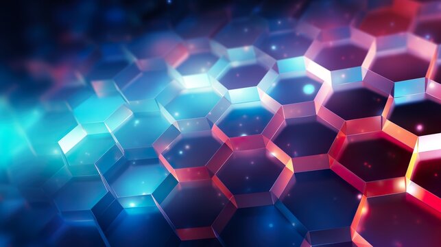 Abstract technological hexagonal background. 3d rendering watercolor