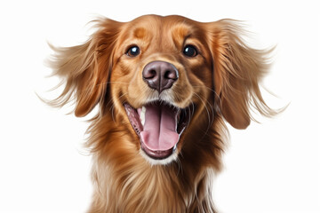 Happy dog portrait, Pet shop, Pet greeting cards,White background