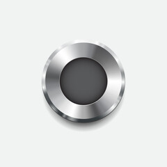 Realistic metal circle button. Vector illustration for your design.