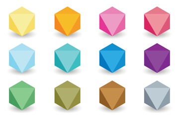 Octahedron. Set of vector Octahedrons. Platonic solid. Vector illustration. 