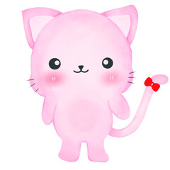 Cute pink cat illustration element 