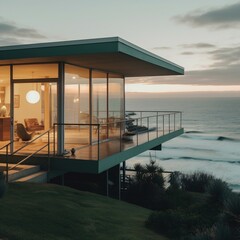 modern style house overlooking the ocean