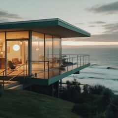 Fototapeta premium modern style house overlooking the ocean