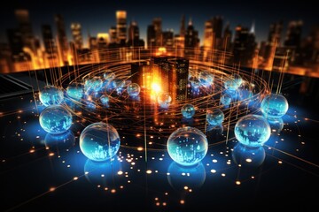 Communication technology for internet abstract. Global world network telecommunication with Ai.