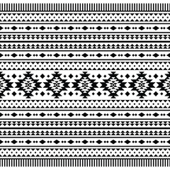 Seamless ethnic pattern style of Navajo tribal with geometric shapes. Native American motifs design for textile and fabric print. Black and white colors.