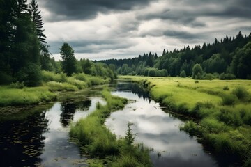 Fototapeta na wymiar beautiful view of long river in forest
