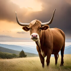 portrait of cow generative by AI technology