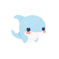Kawaii sea dolphin vector illustration. Sea creatures
