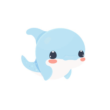 recommend clip art: Kawaii sea dolphin vector illustration. Sea creatures