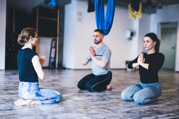 Aerial yoga training and mindfulness practice with a coach