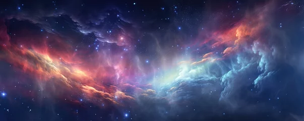 Türaufkleber Colorful, stars and space background, panorama universe wallpaper panorama. Generative Ai. © annamaria