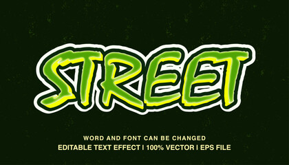 Street editable text effect template, street graffiti retro style, premium vector