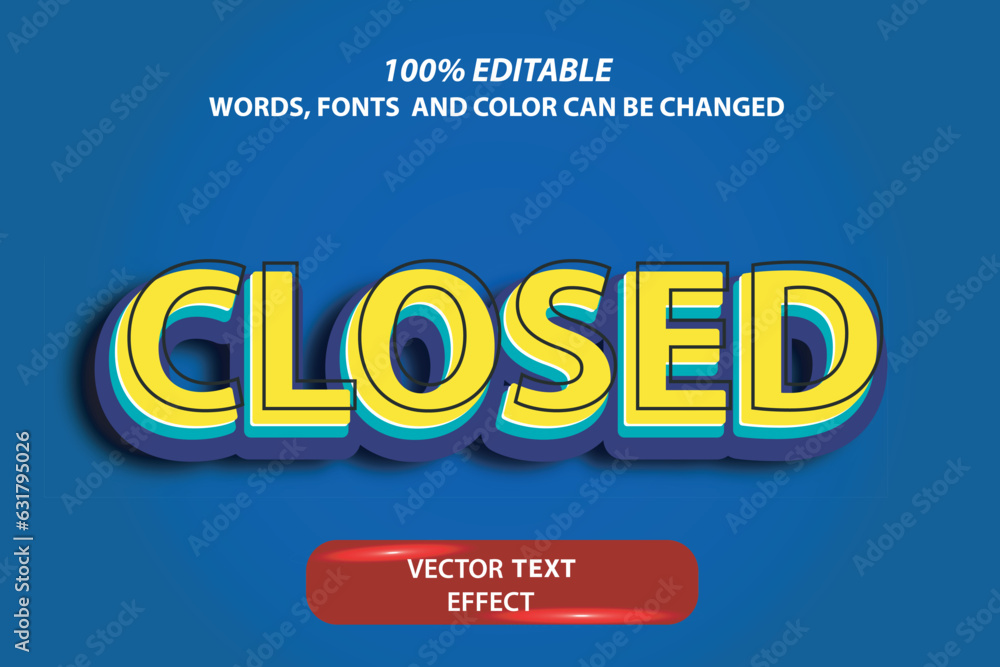 Poster editable original vector text effect closed fully customize font template