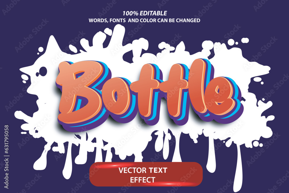Poster editable original vector text effect bottle fully customize font template