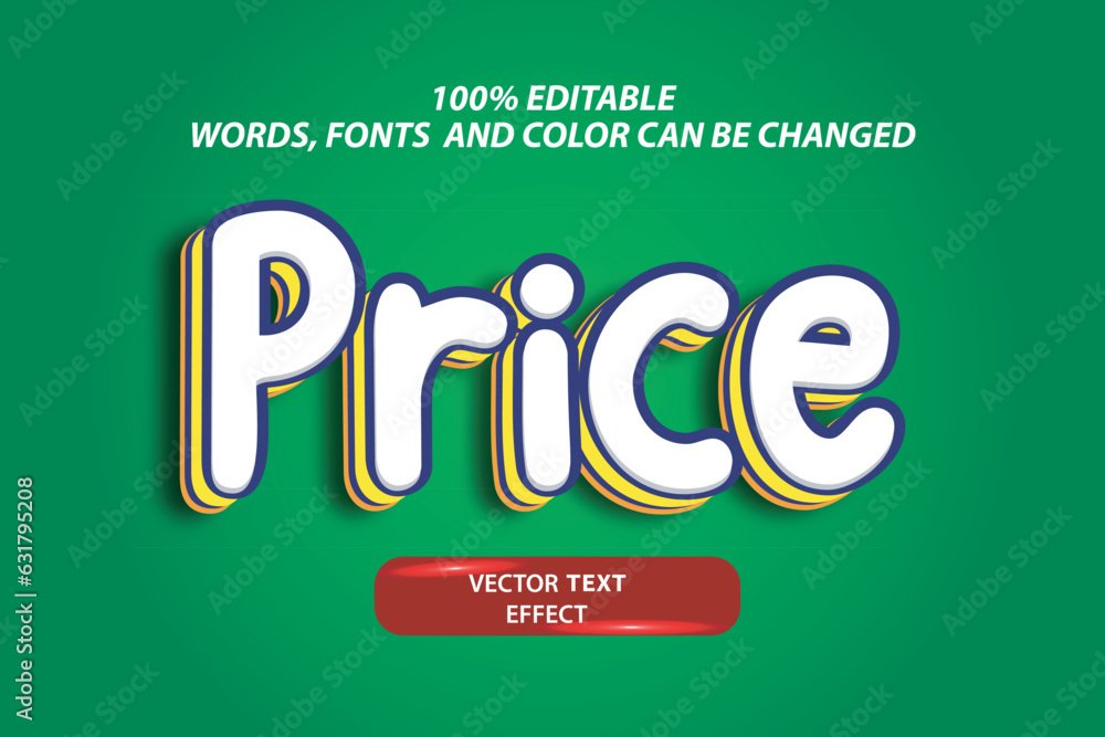 Poster editable original vector text effect price fully customize font template
