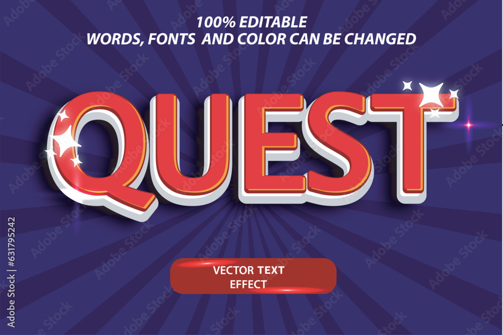 Poster editable original vector text effect quest fully customize font template
