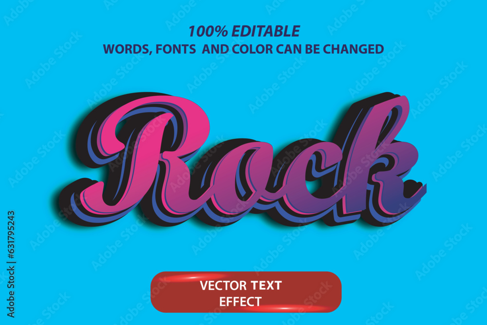Poster editable original vector text effect rock fully customize font template