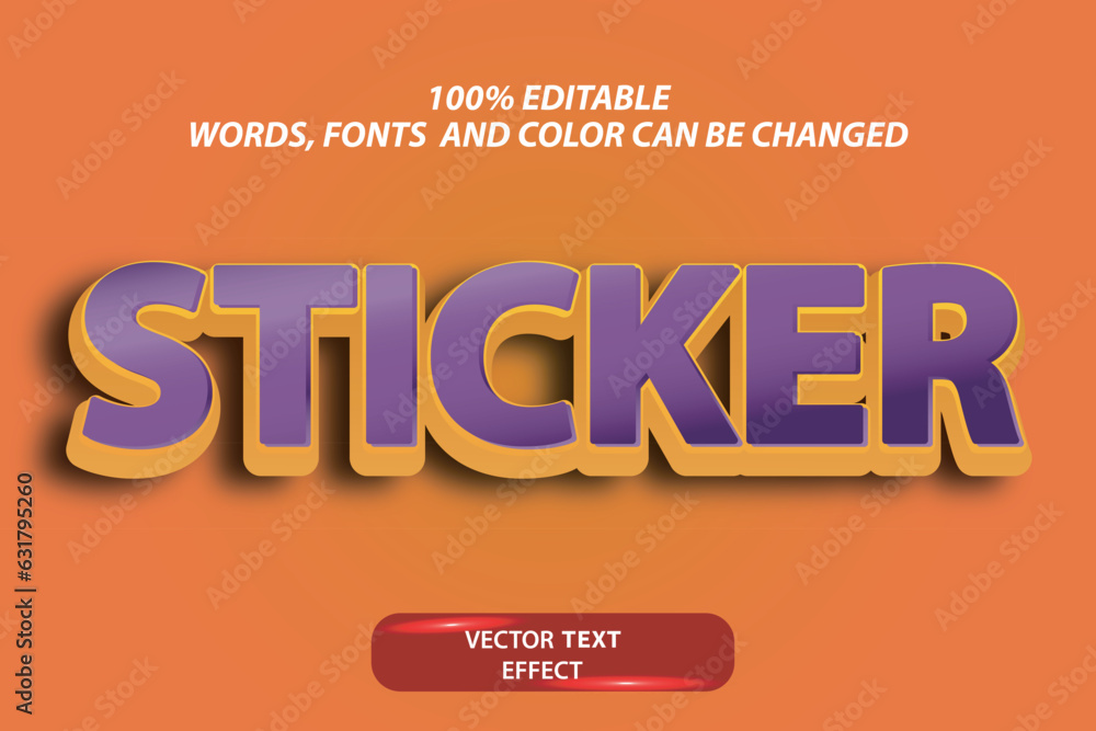 Poster editable original vector text effect sticker fully customize font template